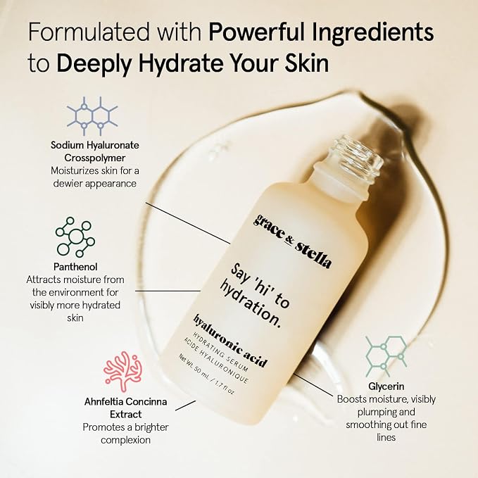 grace & stella Award Winning Hyaluronic Acid Serum Hydrating Hyaluronic Acid - Image 4