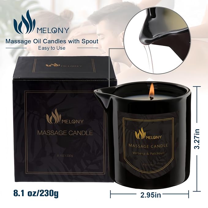 MELONY Massage Oil Candle for Pure Relaxation- 8.1 oz- Moisturizing Essential - Image 7