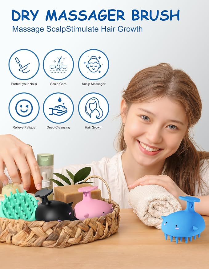 Scalp Massager Hair Growth Shampoo Brush, Silicone Scalp Scrubber Shower Scalp - Image 4