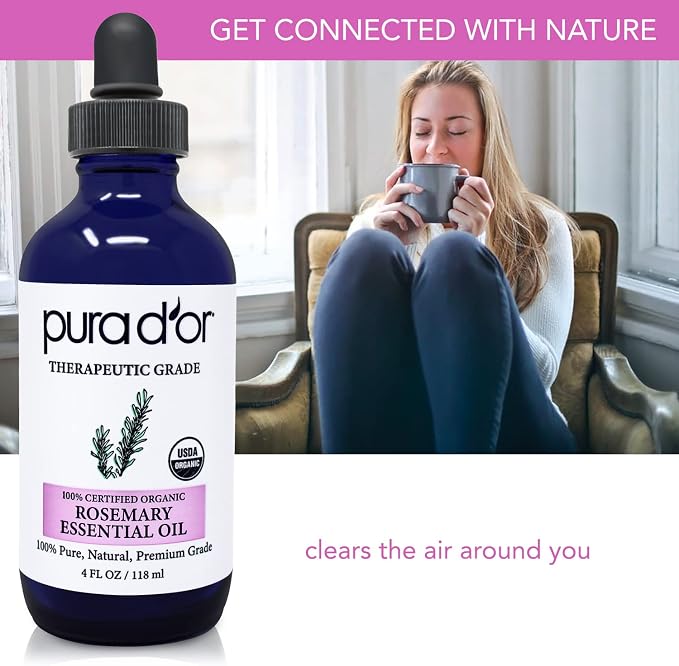 PURA D'OR Organic Rosemary Essential Oil, Therapeutic Grade, - Image 4
