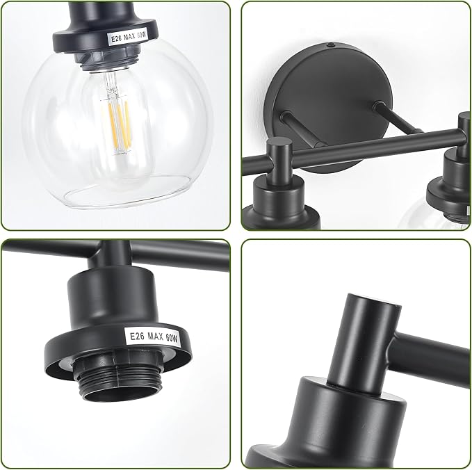 4-Light Bathroom Light Fixture Black Vanity Lights Over Mirror Modern Wall - Image 4