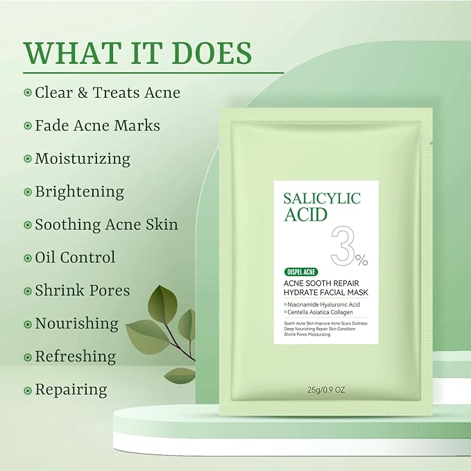 Anti Acne Face Mask Salicylic Acid Face Masks Skincare, Hydrating Face Masks - Image 2
