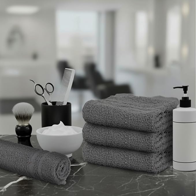 24 Pack Dark Grey Hand Towel 100% Cotton Spa Towel – 16x27 inches Highly - Image 5