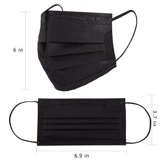Borje Black Disposable Face Mask 50 Pcs Black Face Masks 3 Ply Protection Masks - Image 4
