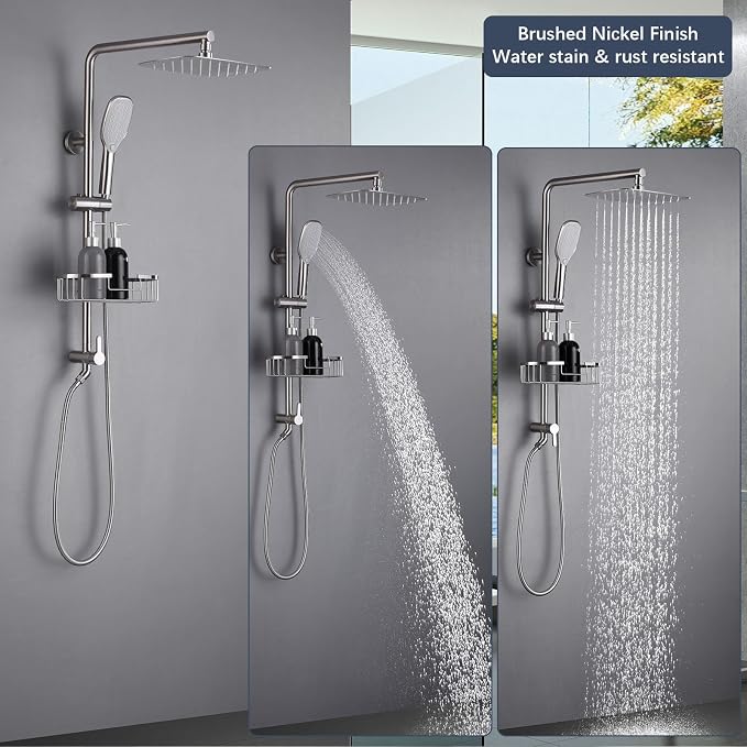 SonTiy Rain Shower Head with Handheld Spray and Shower Shelf, All Metal Shower - Image 7
