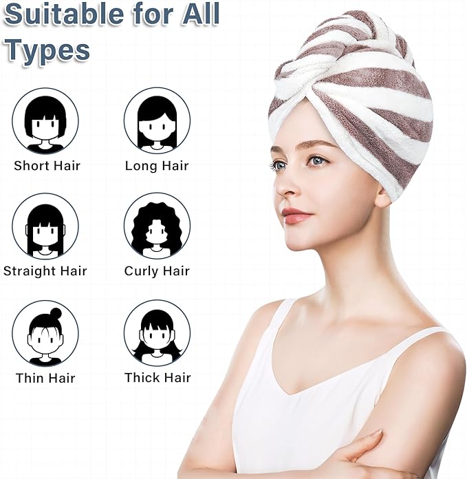 Microfiber Hair Towel Wrap, Quick Dry Hair Turbans - Image 4