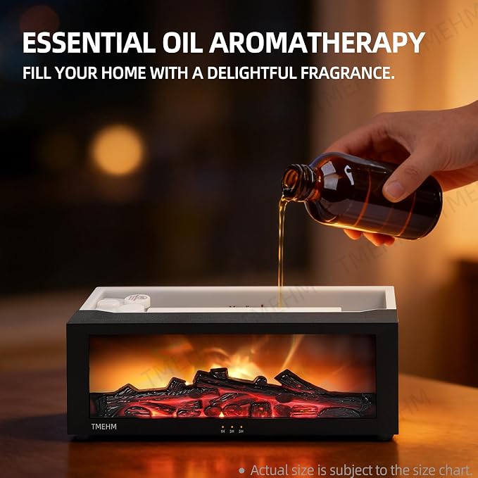 TMEHM Fireplace Flame Air Diffuser Humidifier, 7 Colors Aromatherapy Essential - Image 4