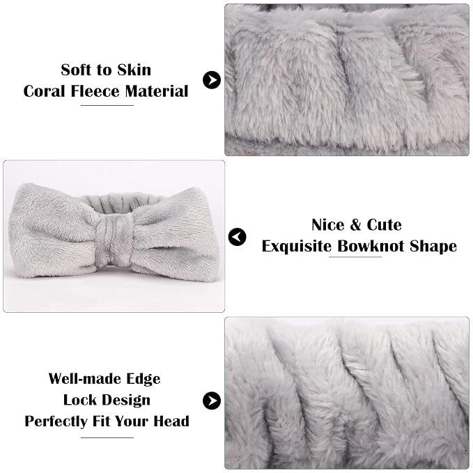 Ondder Spa Headband for Washing Face 8 Pack Gray Skincare Headbands for Women - Image 2