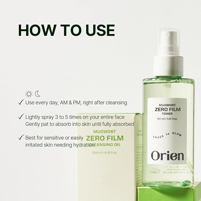 Orien Mugwort Zero Film Toner 5.41 fl.oz. 160ml ㅣpH5.5 Calming, Hydrating Spray - Image 7