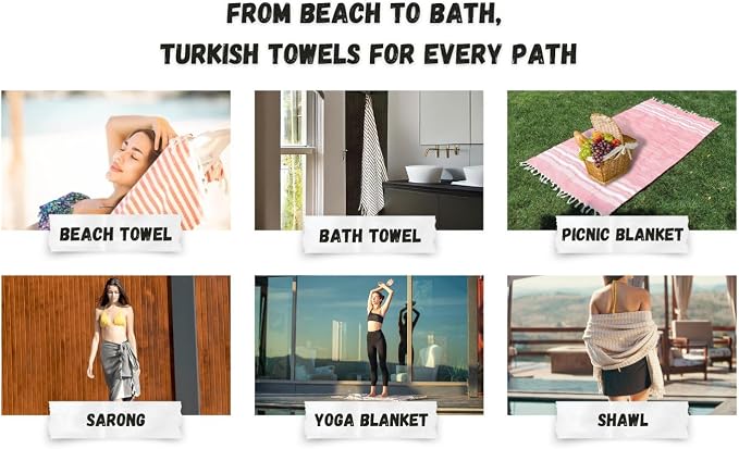 Bazaar Anatolia Turkish Beach Towel – 100% Cotton, Quick Dry, Sand Free Boho - Image 3