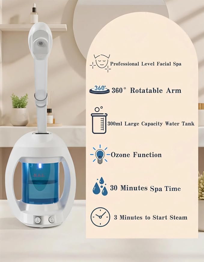 Facial Steamer, Face Steamer for Esthetician and Nano Ionic Portable Ozone Hair - Image 4