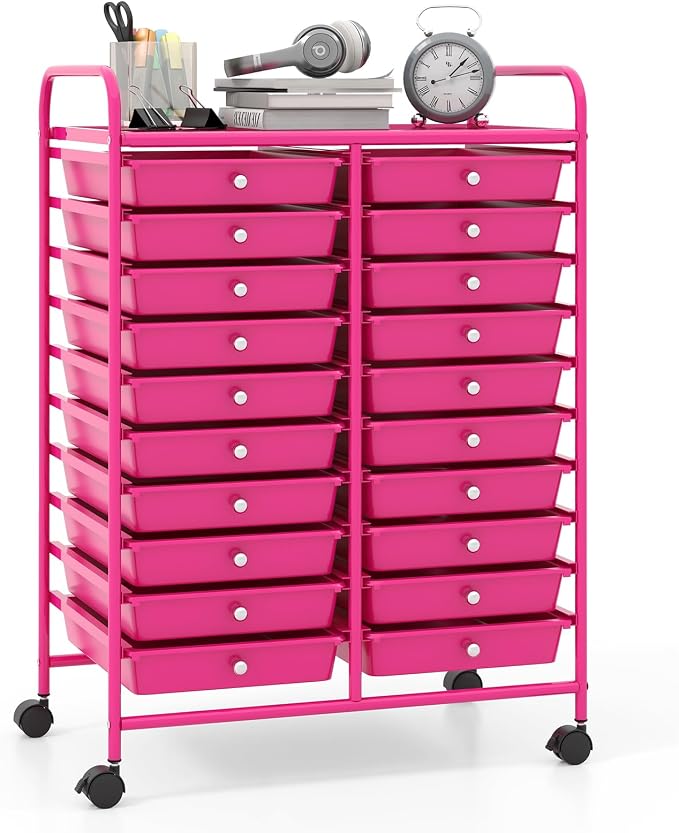 Giantex 20 Drawers Rolling Cart, Mobile Storage Drawer Cart, Classroom Organizer by Giantex