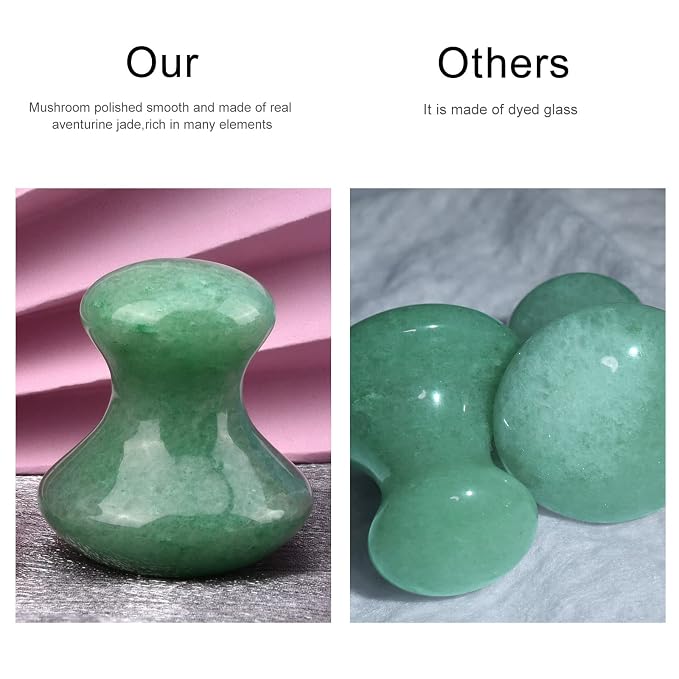 ideayard Mushroom Gua sha 2Pcs Jade Eye Massage Facial Tool Smooth Cute - Image 4