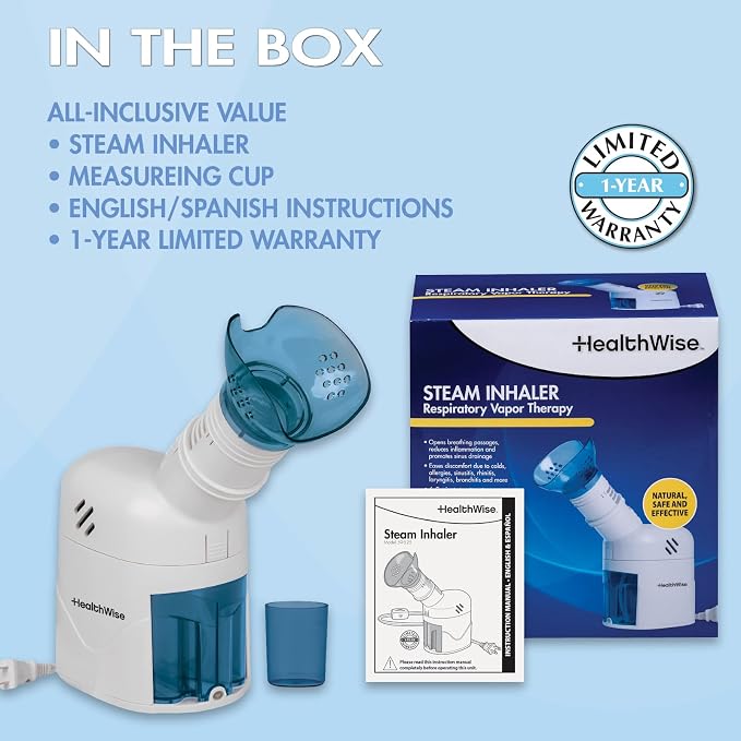 HealthWise Steam Inhaler Respiratory Vapor Therapy | Sinus Pressure, Congestion - Image 6
