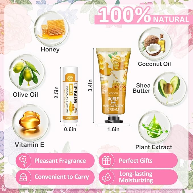 VISCOO 16 Pack Bulk Lip Balm and Hand Cream Set, Mothers Day Gifts, Teacher - Image 3