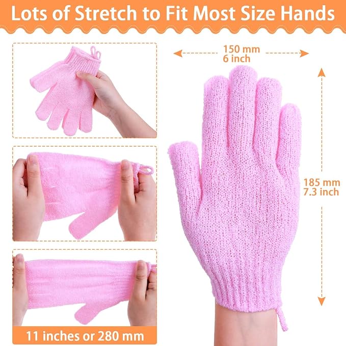 anezus Exfoliating Gloves, 6 Pairs Shower Scrub Gloves Bath Loofah Glove - Image 4