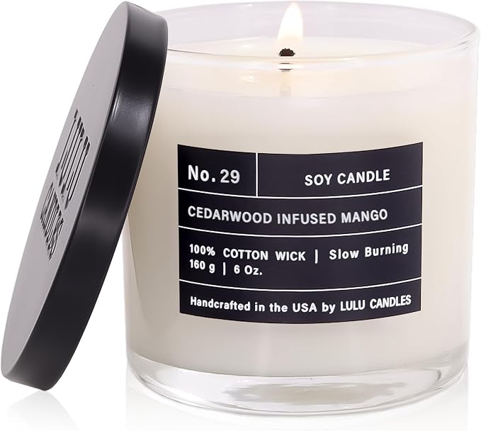 Lulu Candles | Cedarwood Infused Mango | Luxury Scented Soy Jar Candle | Hand by LULUCANDLES