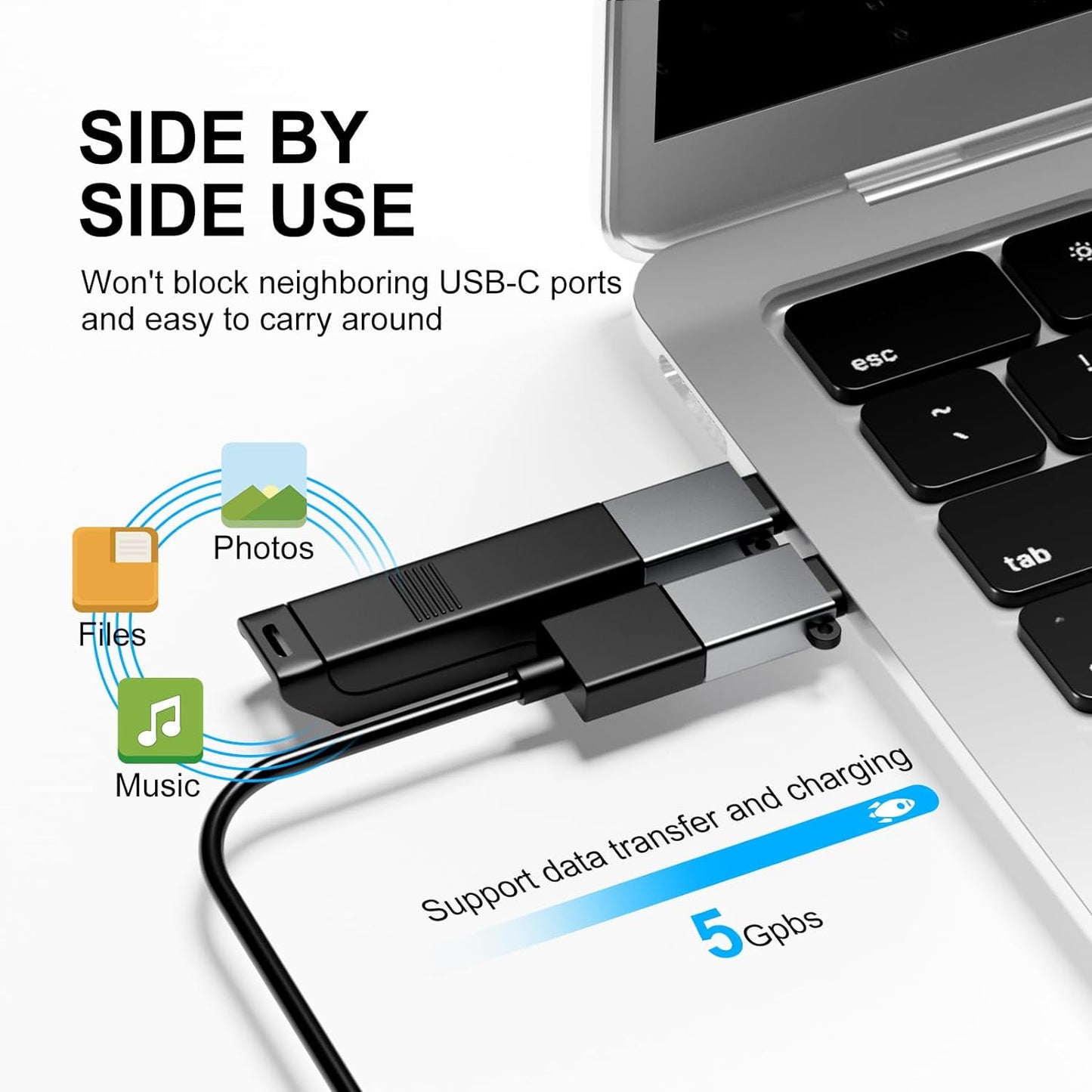 USB C to USB Adapter 10 Pack,USB C to USB A Adapter,Type C to USB Converter,USBC Adapters for MacBook,iMac,iPad,Samsung Galaxy S20+,Black and Grey