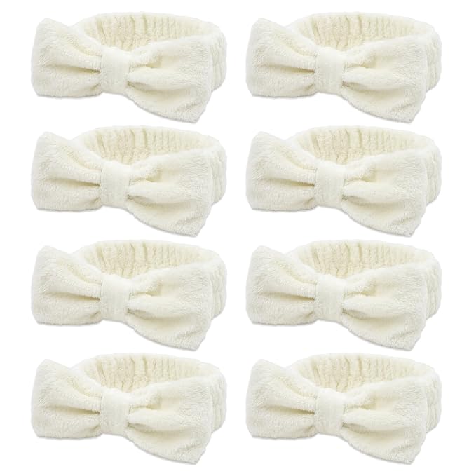 Semato 8 Pcs Creamy White Spa Headband Bachelorette Party Favor Set Skincare by Semato