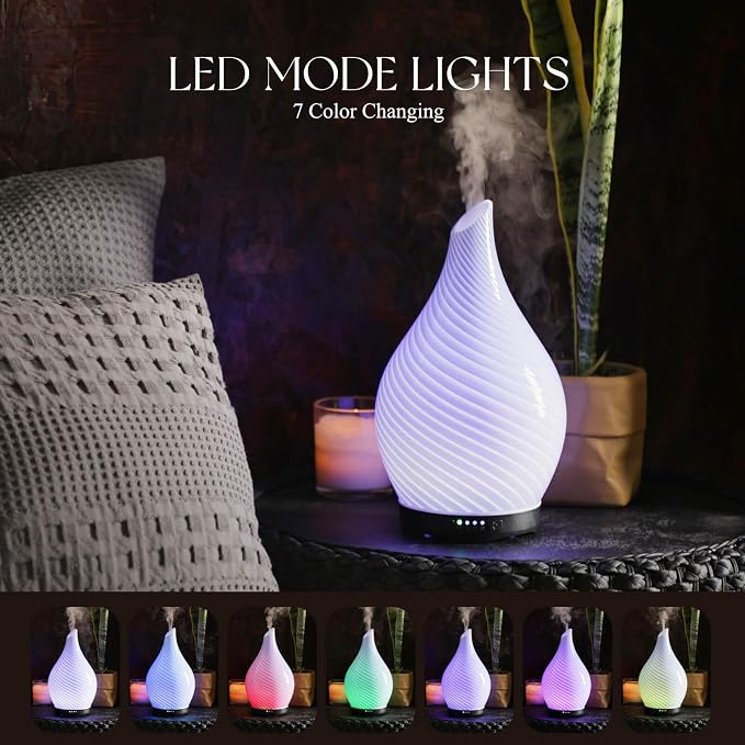 Porseme 280ml Essential Oil Diffuser Glass Color Changing Aroma Air Diffusers - Image 2