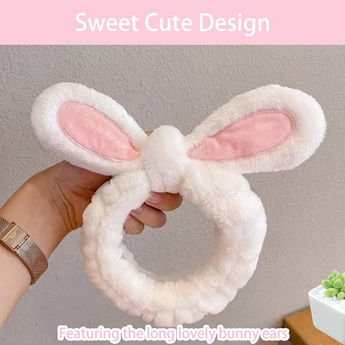musejoy 3 Pcs Headband Bunny Ears Headband Cute Spa Headbands - Image 4