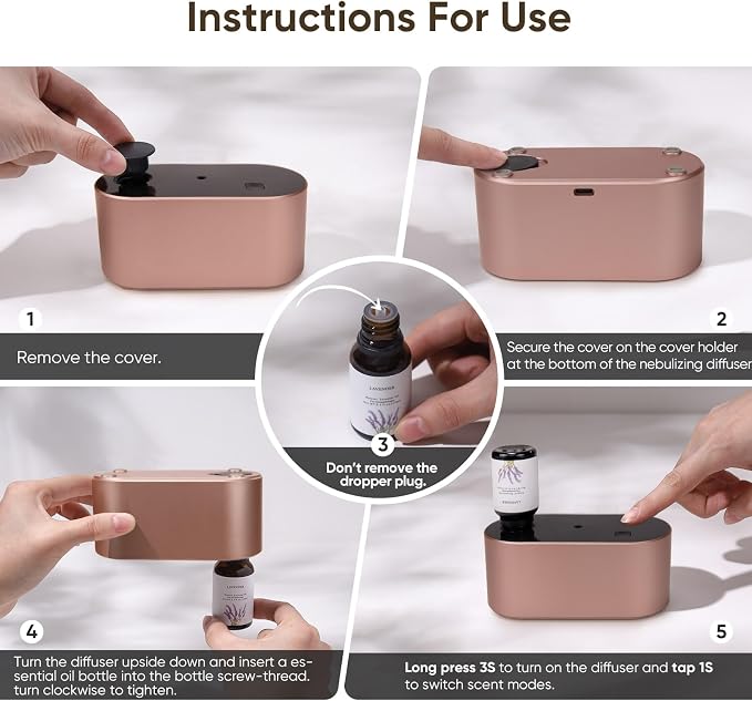 Lecdura Waterless Diffuser for Essential Oil, Battery Operated Scent Air - Image 7