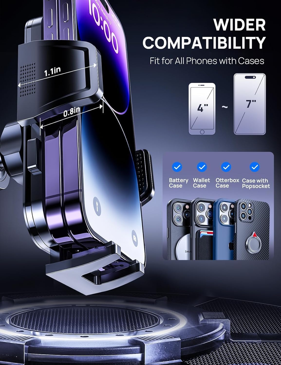 3-in-1 Car Phone Holder, Strong Suction Phone Mount for Windshield/Dashboard/Desk, Hands Free Dash Mounted Car Cell Phone Holder Stand, Truck Phone Holder for iPhone Samsung Android Smartphone