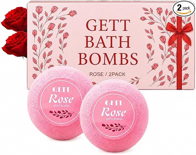 GETT Rose Bath Bombs 2 Pack, Individually Wrapped Bath Bomb Gift Set by Unknown