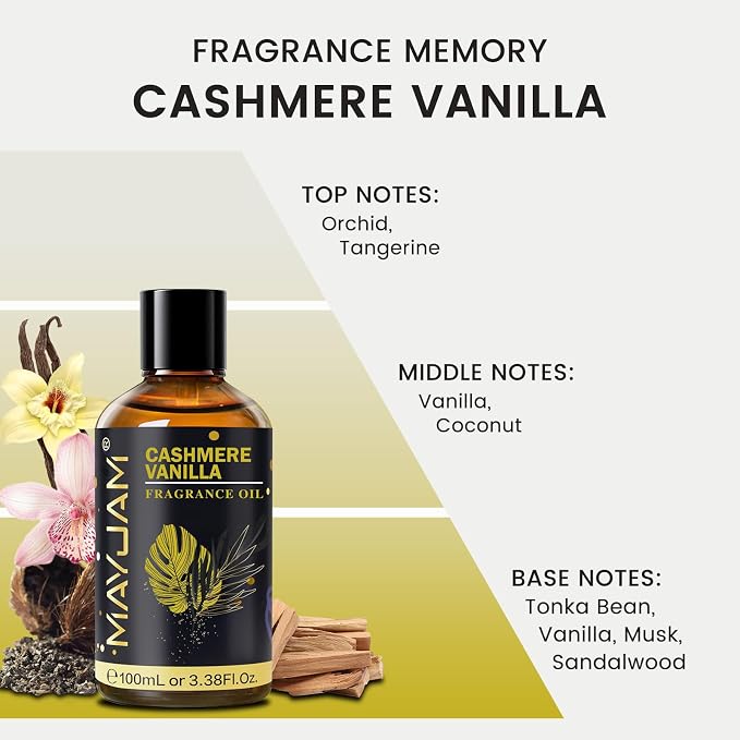 Cashmere Vanilla Fragrance Oil Essential Oil, MAYJAM 3.38FL.OZ Cashmere Vanilla - Image 4