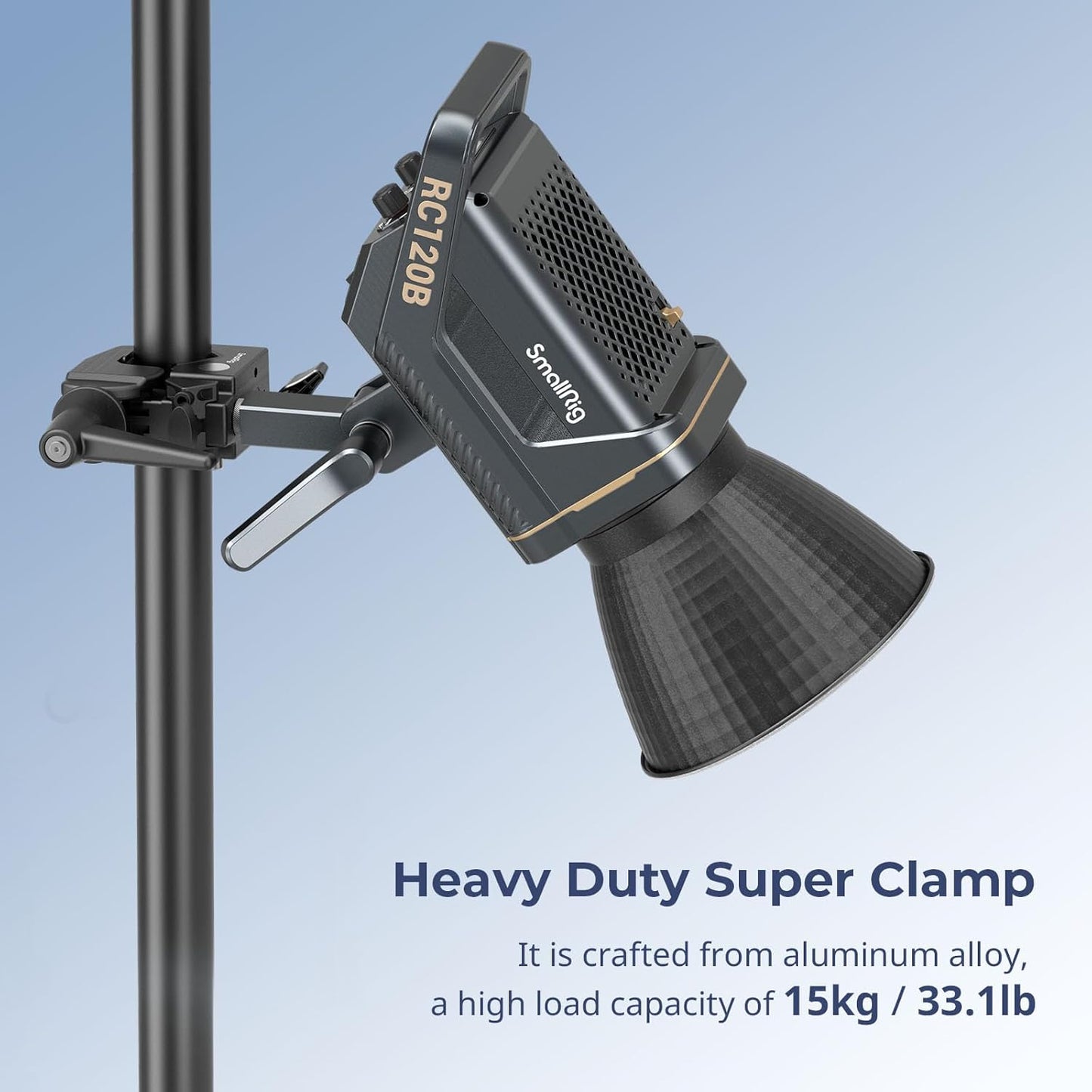 SMALLRIG Super Clamp Kit, Heavy Duty Max Load 33lb /15kg, with a 1/4"-20 & a 3/8"-16 Top Screw on a 5/8" Stud, for Photography Studio Video Camera Lighting, for Round Pipe and Flat Surface