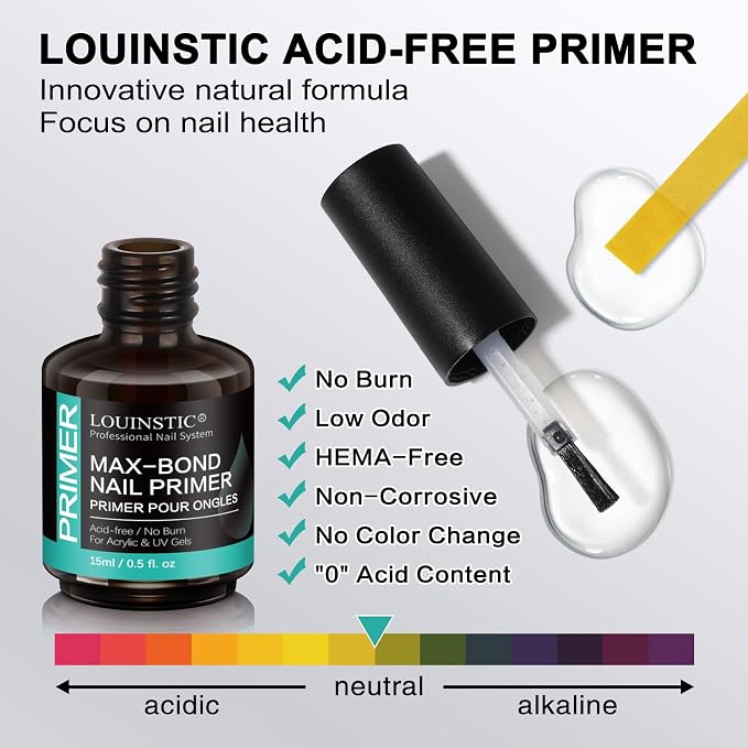 LOUINSTIC Nail Prep Dehydrator and Acid-Free Primer, Quick-Dry & Safe - Image 3