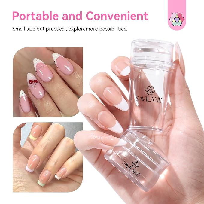 Saviland French Tip Nail Stamp: 4PCS Nail Art Stamper Kit Clear Silicone Nails - Image 7