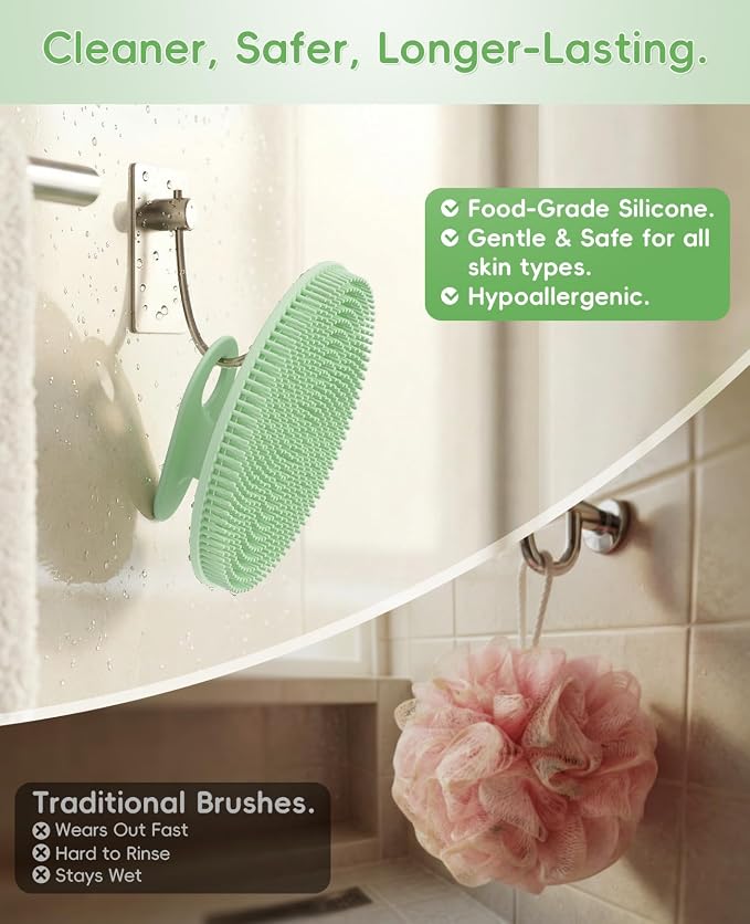 Soft Silicone Shower Brush Body Wash Bath Exfoliating Skin Massage Scrubber - Image 3