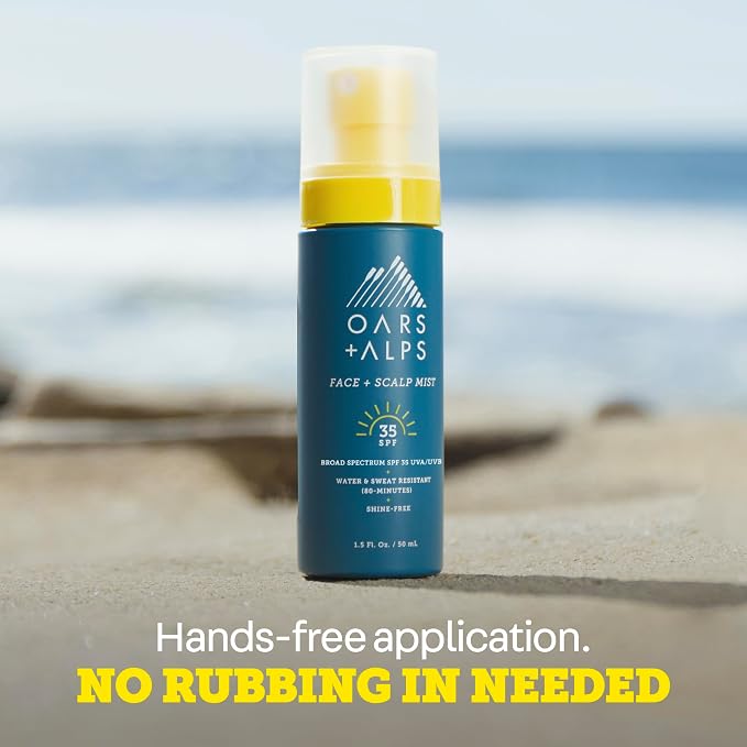 Oars + Alps Face & Scalp Sunscreen Spray Mist, SPF 35 Facial & Hair Sunscreen - Image 5