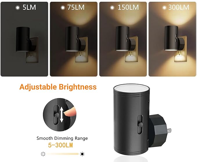 TSEXES LED Night Lights Plug into Wall, Dusk to Dawn Sensor, 5-300LM Adjustable - Image 5