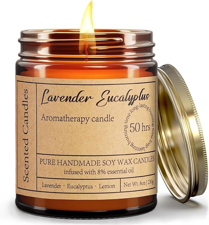 Lavender Eucalyptus Candles for Home Scented - 8oz Aromatherapy Candles for - Image 9