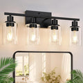 Indoi 4-Light Bathroom Light Fixtures, Matte Black Modern Vanity Lights by Indoibrightenyourbathroom