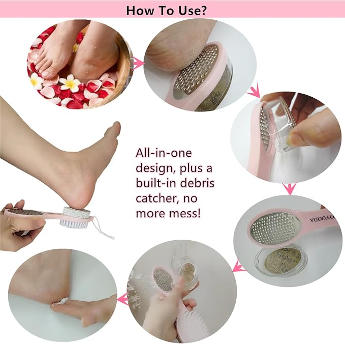 Foot File Callus Remover 5-in-1, Scrubber Brush, Stainless Steel Foot Rasp and - Image 6