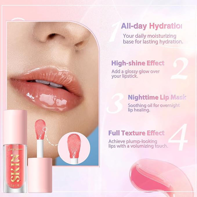 LANGMANNI Moisturizing Lip Oil, No-Sticky Lip Gloss Lip Balm Lip Care, Fruit - Image 6