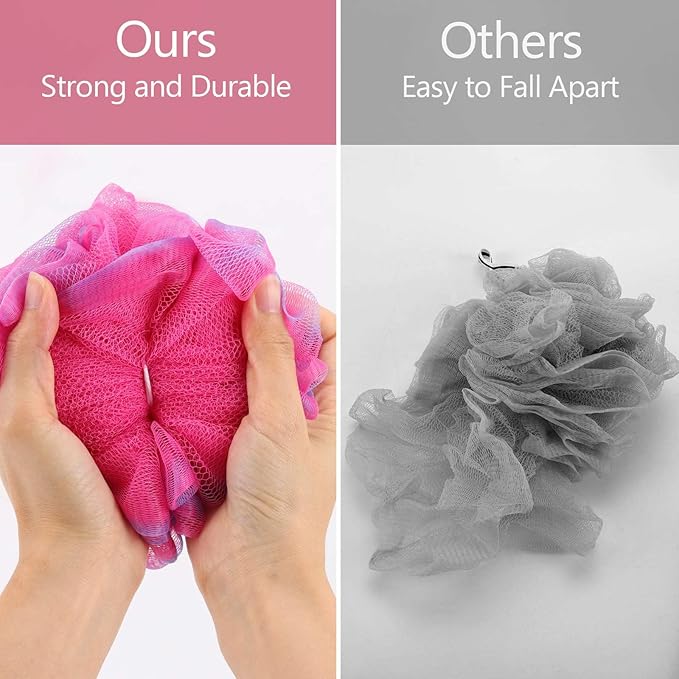 BTYMS 4 Pieces Loofah Bath Sponge 75g/pc Bath Puffs Shower Scrunchies Large - Image 3