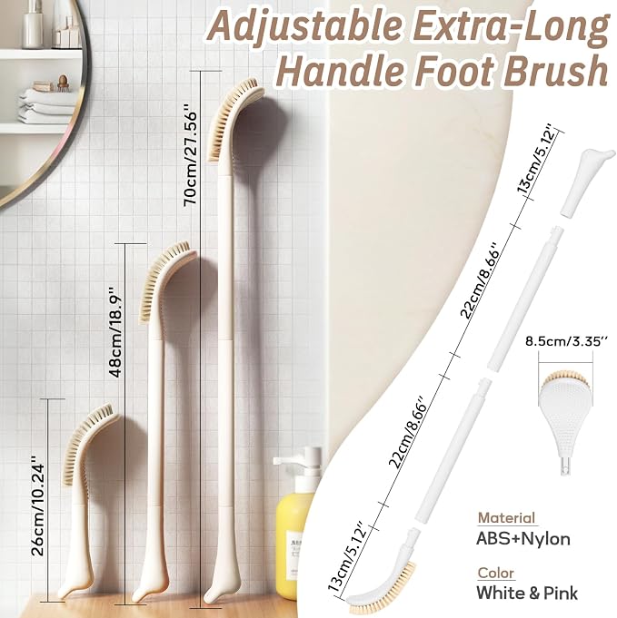 New Foot Brush with Adjustable Long Handle, 3-in-1 Foot Scrubber - Image 2