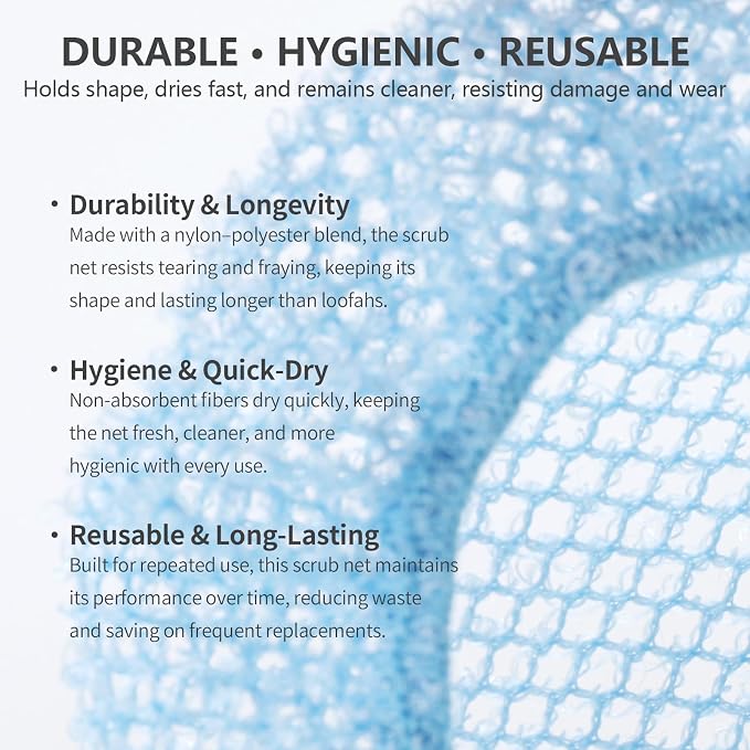 Silicone Body Scrubber with Scrub Net Set, BEAUTAIL 4 Pack - Image 3