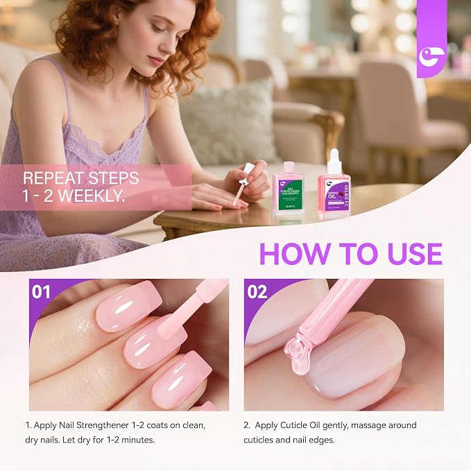Gelike EC Colorful Nail Growth Kit: Pink Nail Hardener & Rose Nail Growth Oil - Image 7
