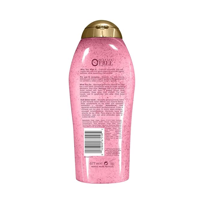 OGX Sensitive + Rose Water & Pink Sea Salt Exfoliating Body Scrub + Rose Quartz - Image 6
