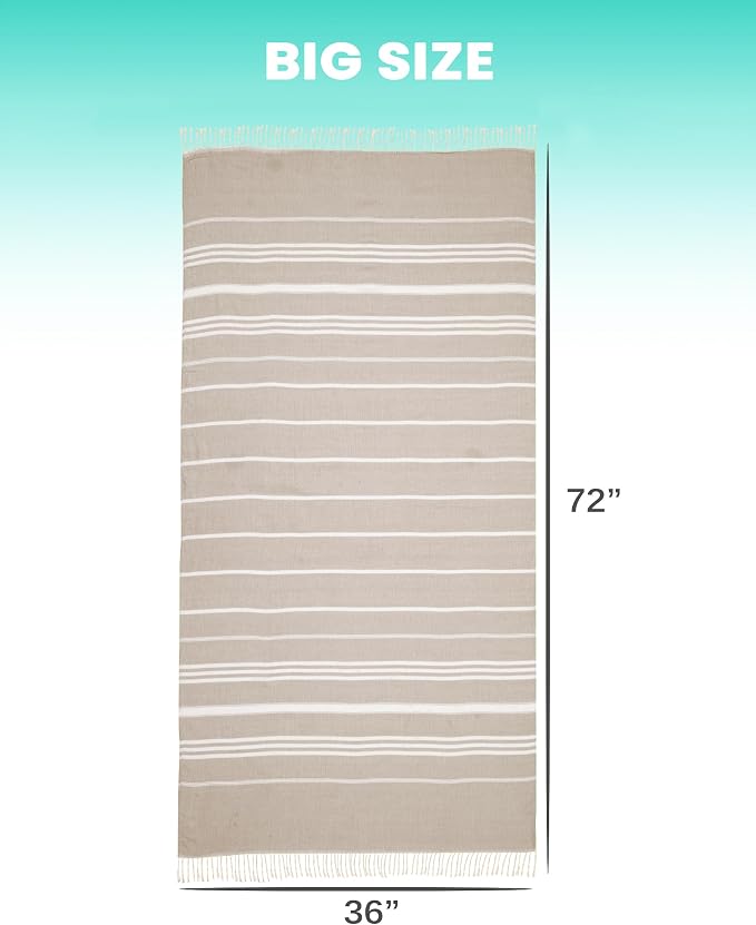 2 Packs Cotton Turkish Beach Towels Quick Dry Sand Free Oversized Bath Pool - Image 5