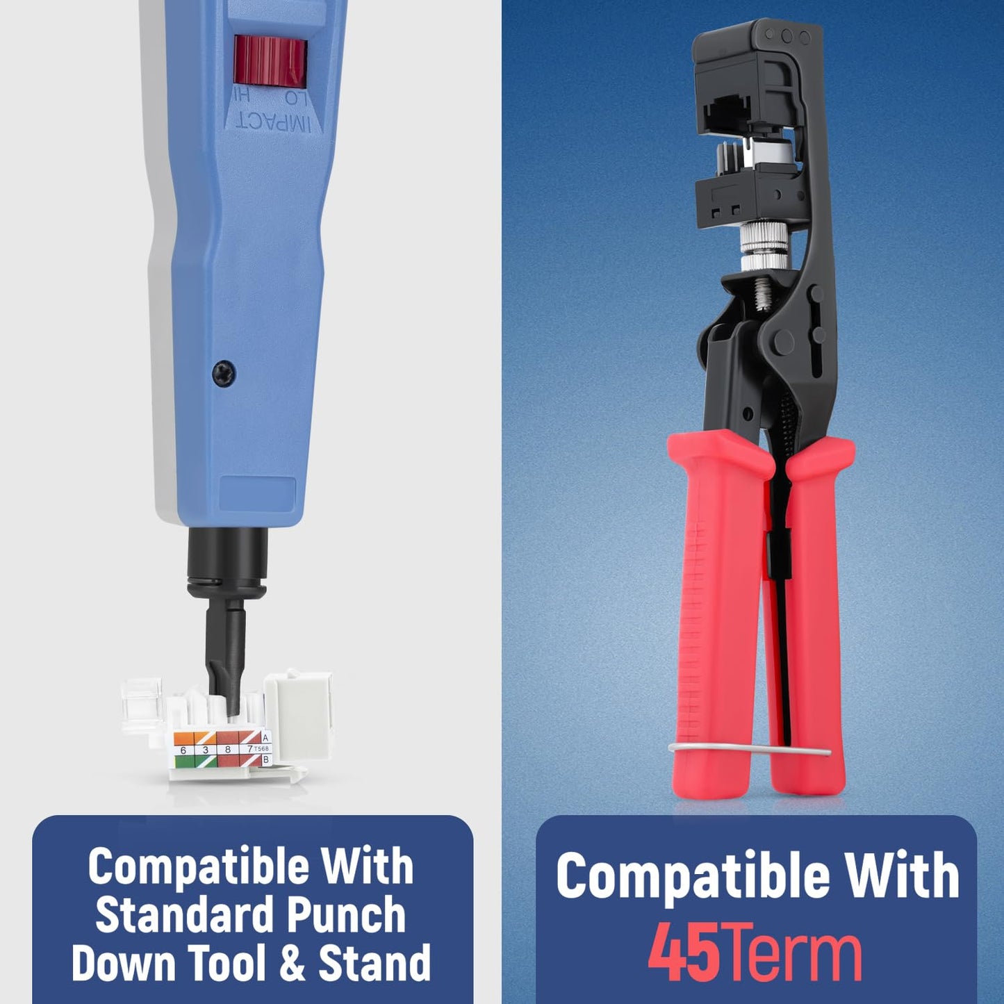 Everest 45° Angled RJ45 Cat6 Keystone Jacks 50-Pack in White - Slim Profile Female RJ45 Connectors - Cat 6 Keystone Jack - Compatible with 45° Angled Speed Termination Tool - 45Term (B0BL3GS7ZY)