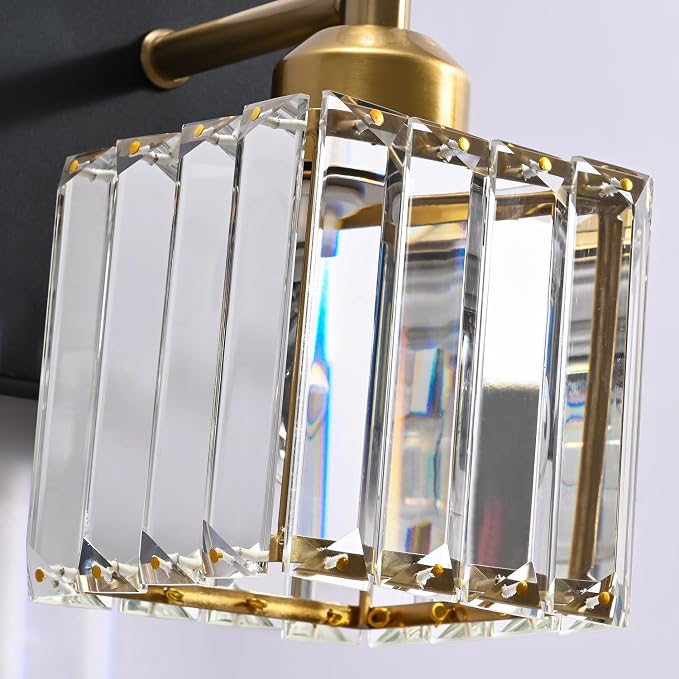 PRESDE Crystal 5 Light Bathroom Vanity Lights Modern Black and Gold Bathroom - Image 5