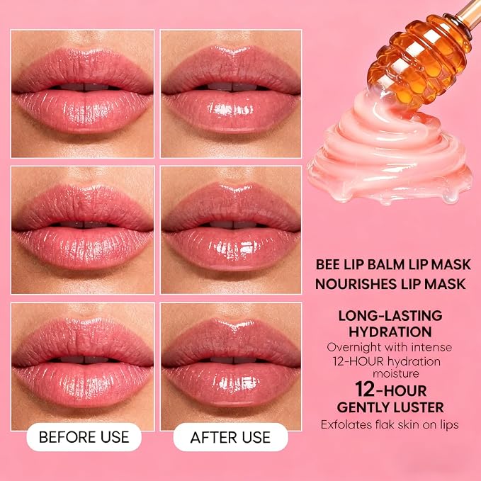 6Pcs Bee Lip Balm Honey Pot, Strawberry, Watermelon, Apple Lime, Honey Lip Balm - Image 3