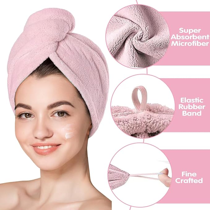 3 Pack Ultra Absorbent Microfiber Hair Towel - Image 3