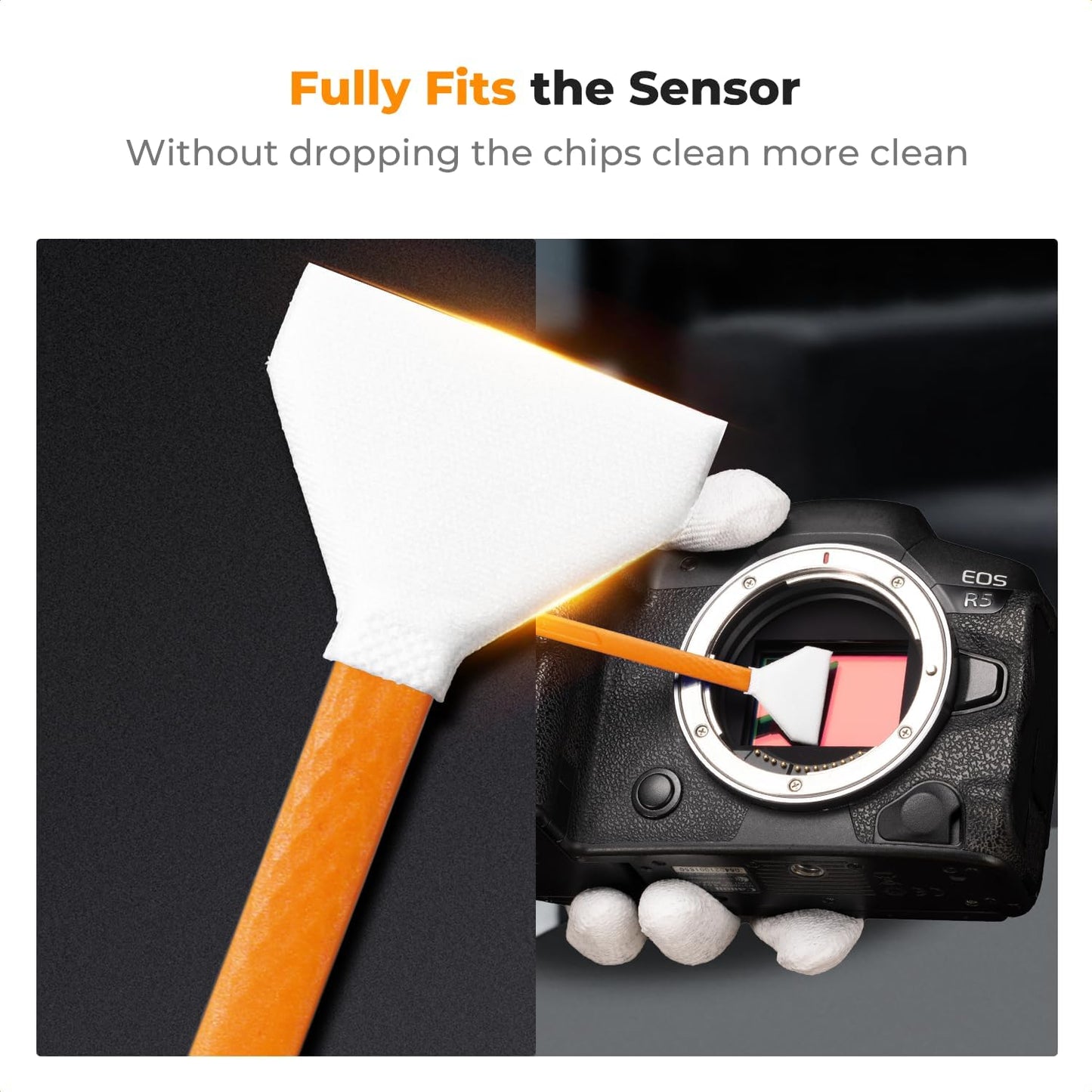 K&F CONCEPT 24mm Full Frame Sensor Cleaning Swab*6 + 20ml Sensor Cleaner, DSLR SLR Digital Camera CMOS and CCD Sensor Cleaning Swab Kits for Nikon Sony Canon Camera Clean